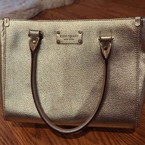 Kate Spade Gold Metallic Tote with Textured Finish